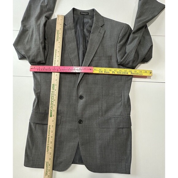 John Varvatos Blazer Sport Coat Men 40L Gray Wool Plaid Jacket Two Button USA - Picture 5 of 16